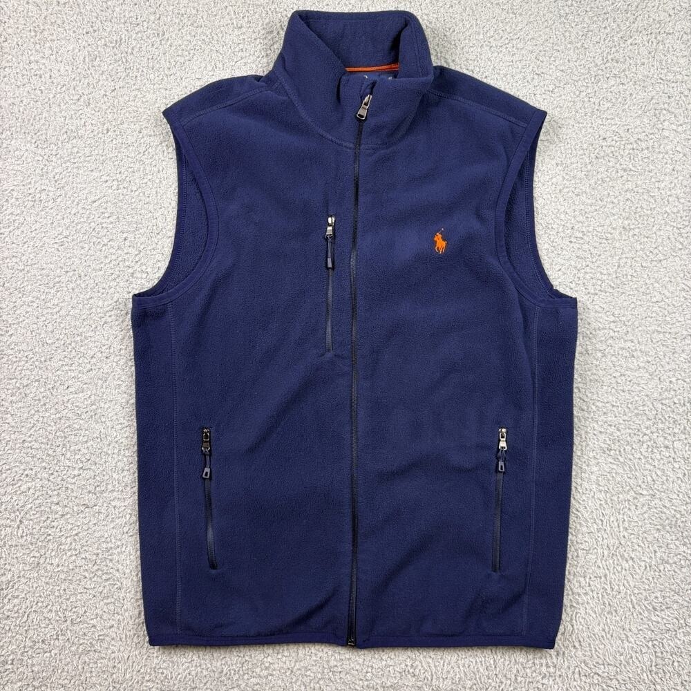 Polo Ralph Lauren Vest Mens Small Blue Performance Full-Zip Fleece Embroidered - Picture 1 of 14